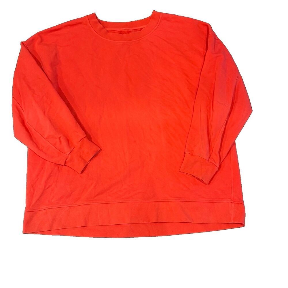Lululemon Womens Sweatshirt Perfectly Oversized Cropped Crew Neck Orange Size 14